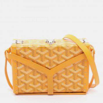 Pre Owned Goyard Minaudiere Trunk Shoulder Bag Coated Canvas And Leather Yellow Multicolor