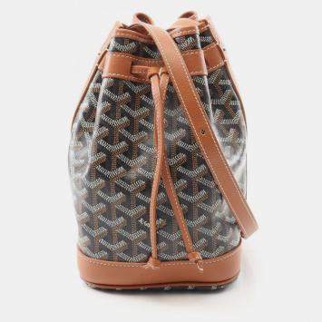 Pre Owned Goyard Petit Flo Black/Brown Coated Canvas Leather. Shoulder Bag