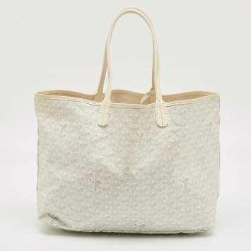Pre Owned Goyard White Goyardine Coated Canvas and Leather Saint Louis PM Tote