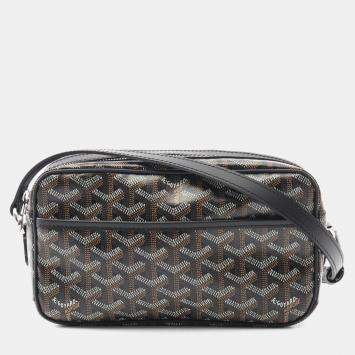 Pre Owned Goyard Cap Vert Pm Shoulder Bag Coated Canvas Leather Black Multicolor