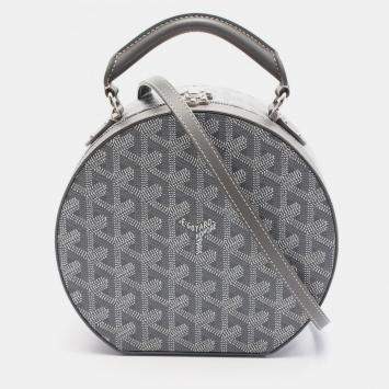 مملوكة مسبقًا Goyard Hat Box Alto Trunk Gray White Canvas Leather Shoulder Bag