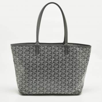 Pre Owned Goyard Grey Goyardine Coated Canvas and Leather Artois PM Tote