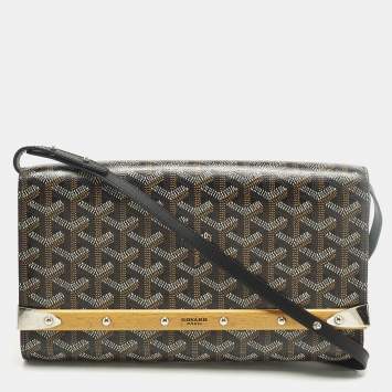 Pre Owned Goyard Monte Carlo Bois Black Goyardine Coated Canvas and Leather Bag