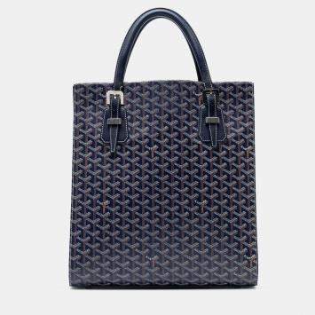 Pre Owned Goyard Blue Goyardine Comores Tote GM