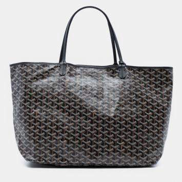 Pre Owned Goyard Coated Canvas Black Goyardine Saint Louis GM