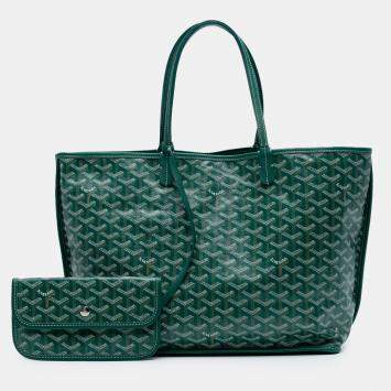 Pre Owned Goyard Green Goyardine Reversible Anjou PM