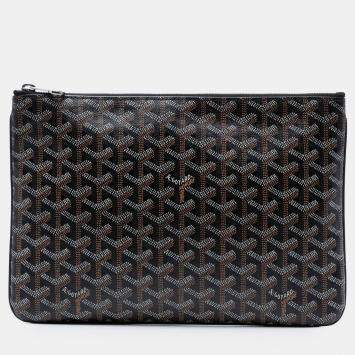 Pre Owned Goyard Black Goyardine Senat MM
