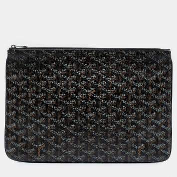 Pre Owned Goyard Black Goyardine Senat MM
