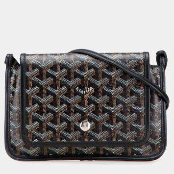 Pre Owned Goyard Plumet Pouch Wallet Black Leather