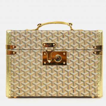 Pre Owned Goyard Gold Coated Canvas Vanity Case With Key