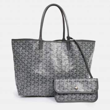 Pre Owned Goyard 2014 Grey Goyardine St. Louis PM Tote with Pouch