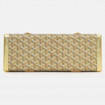 Pre Owned Goyard Gold Goyardine Coated Canvas Saint-Honore Trunk Bag With Strap