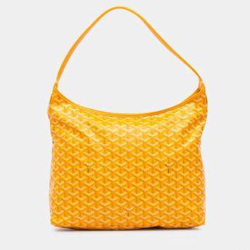 Pre Owned Goyard Yellow Goyardine Boheme Hobo