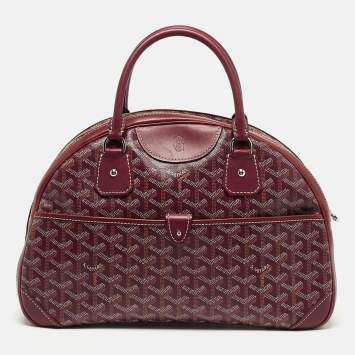 Pre Owned Goyard St. Jeanne MM Burgundy Goyardine Coated Canvas and Leather Bag