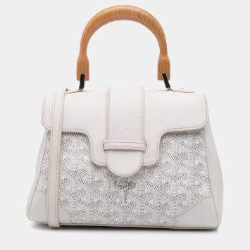 Pre Owned Goyard White Mini Goyardine Saigon Souple