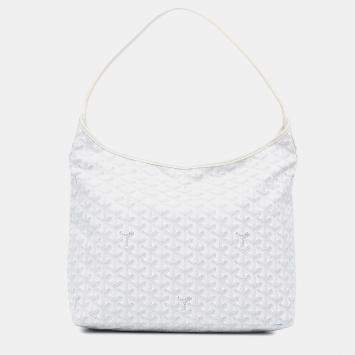 Pre Owned Goyard White Goyardine Boheme Hobo