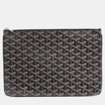 Pre Owned حقيبة كلتش جويارد سينا كانفاس مقوى سوداء متوسطة الحجم