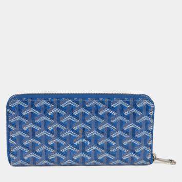 مملوكة مسبقًا Goyard Matignon Blue Leather Long Wallet