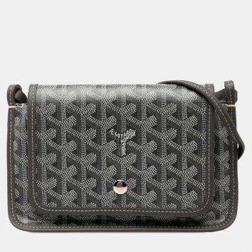 مملوكة مسبقًا Goyard Plumet Pouch Wallet Crossbody Shoulder Bag In Gray And White Leather