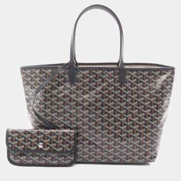 Pre Owned Goyard Saint Louis Pm Tote Bag In Coated Canvas And Leather Black Multicolor