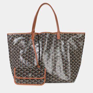Pre Owned Goyard Gold Black Goyardine Canvas Saint Louis GM