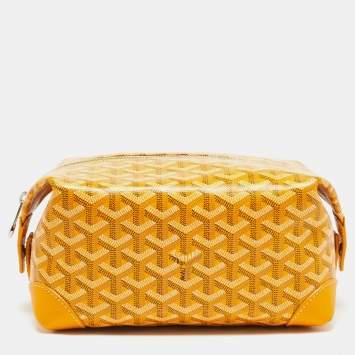 Pre Owned Goyard Boeing 25 Yellow Goyardine Coated Canvas and Leather Make-Up Bag