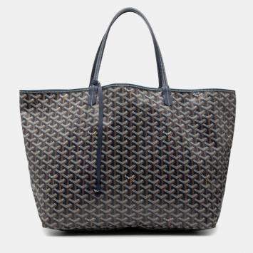 Pre Owned Goyard Saint Louis Gm Tote Bag Navy Leather