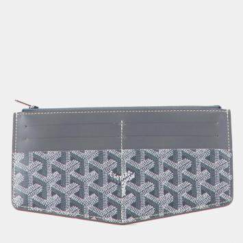 Pre Owned Goyard Insert Louise Business Card Case/Card Holder Gray Leather