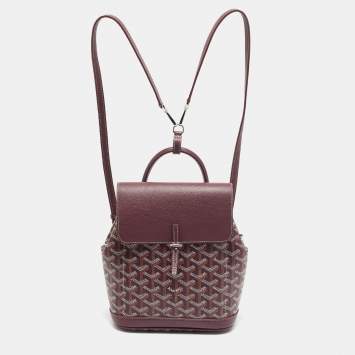 Pre Owned Goyard Alpin Mini Burgundy Goyardine Coated Canvas and Leather Backpack