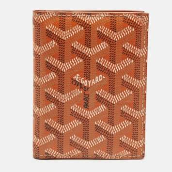 Pre Owned Goyard Saint Marc Orange Goyardine Coated Canvas Card Holder  
