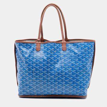Pre Owned Goyard Blue Goyardine Reversible Pertuis PM