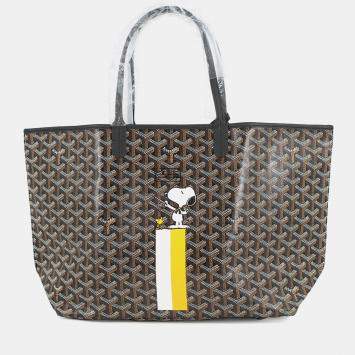 Pre Owned Goyard Saint Louis Marquee Snoopy Black Pvc Leather Size Pm