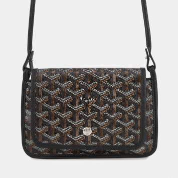 Pre Owned Goyard Plumet Pouch Wallet Shoulder Bag Blackplumet Pvc Leather