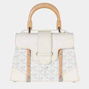 مملوكة مسبقًا Goyard Saigon Structure Mini White Goyardine Canvas Top Handle Bag