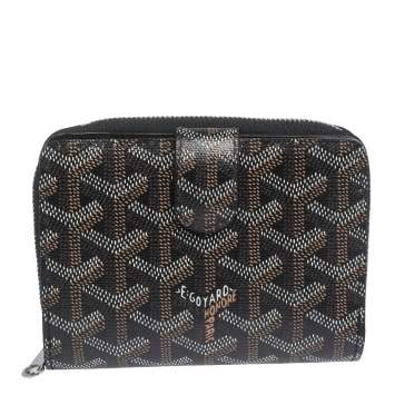 Pre Owned Goyard Black Coated Canvas Goyardine Tuileries Zip Compact Wallet