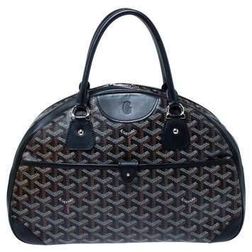 Pre Owned Goyard Black Goyardine  Coated Canvas and Leather St. Jeanne MM Bowler Bag