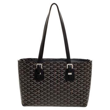 Pre Owned Goyard Black Goyardine Coated Canvas and Leather Okinawa PM Tote