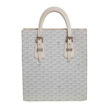 Pre Owned Goyard White Goyardine Coated Canvas and Leather Comores PM Tote