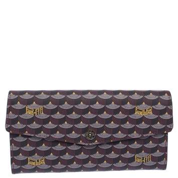 Pre Owned Faure Le Page Burgundy Coated Canvas Continental Wallet