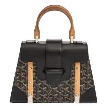 Goyard Black Coated Canvas and Leather PM Saigon Top Handle Bag