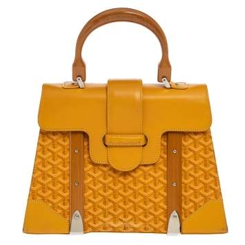 Goyard Yellow Coated Canvas and Leather MM Saigon Top Handle Bag