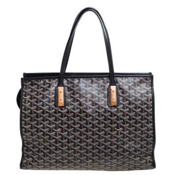 Pre Owned Goyard Black Goyardine Coated Canvas and Leather Marquises Tote