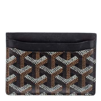 Pre Owned Goyard Black Goyardine Coated Canvas and Leather Saint Sulpice Card Holder