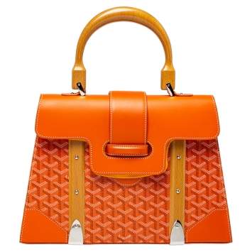 Goyard Orange Goyardine Coated Canvas and Leather Saigon MM Top Handle Bag