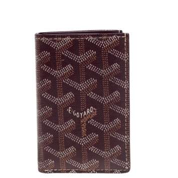 Pre Owned Goyard Burgundy Goyardine Coated Canvas Saint Pierre Bifold Card Holder 