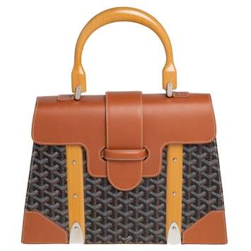 Goyard Brown/Cognac Coated Canvas and Leather Saigon Top Handle Bag