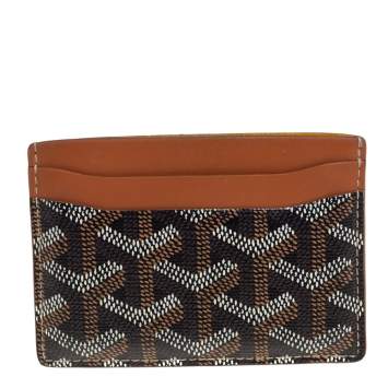 Pre Owned Goyard Brown Goyardine Coated Canvas and Leather Saint Sulpice Card Holder