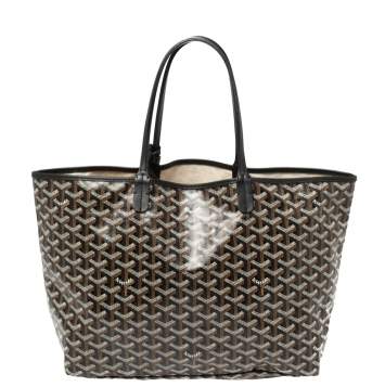 Pre Owned Goyard Black Goyardine Coated Canvas Saint Louis PM Tote