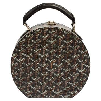 Pre Owned Goyard Black Goyardine Coated Canvas and Leather Alto Hatbox Bag