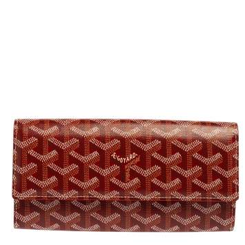 Pre Owned Goyard Red Goyardine Coated Canvas Varenne Continental Wallet